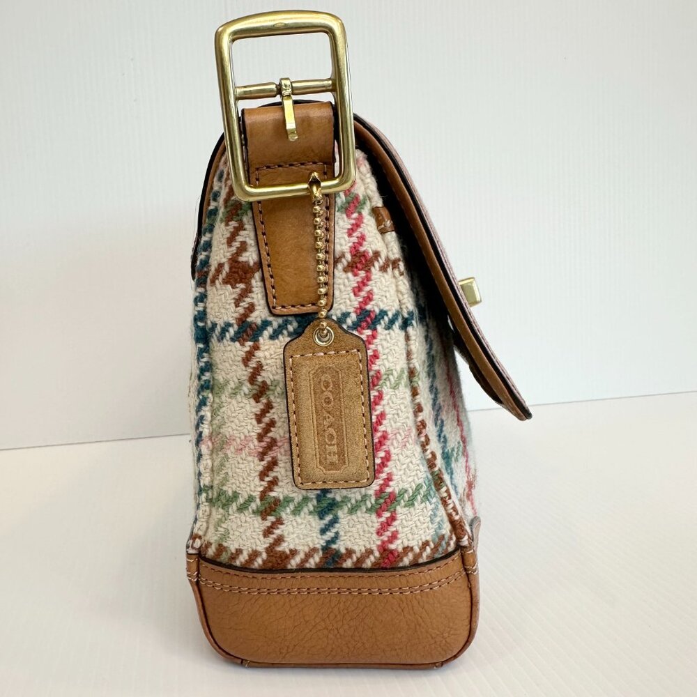 COACH Hamptons Tattersall Turnlock Convertible Bag Wool Y2K - Picture 6 of 14